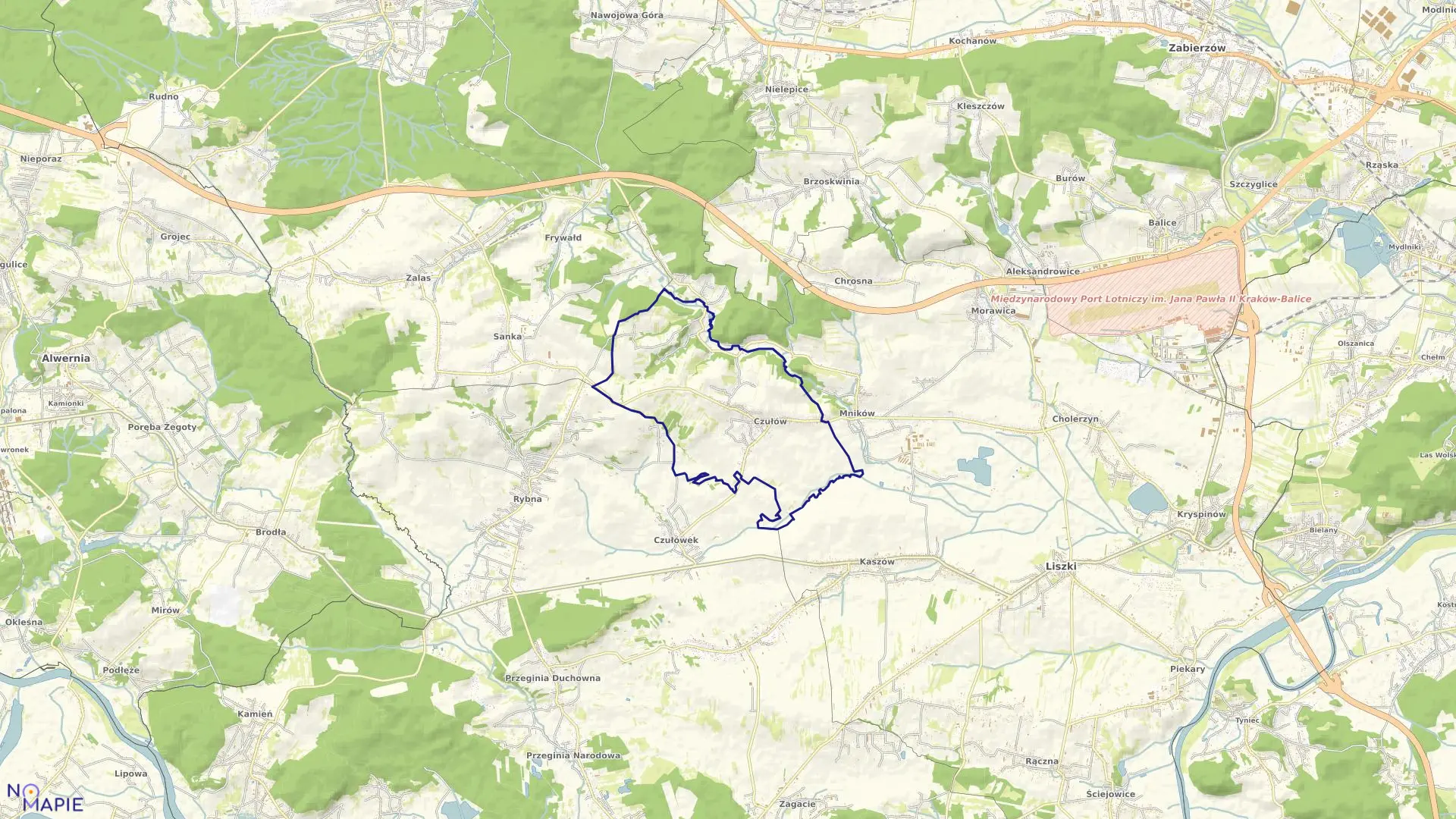 Mapa obrębu Czułów w gminie Liszki