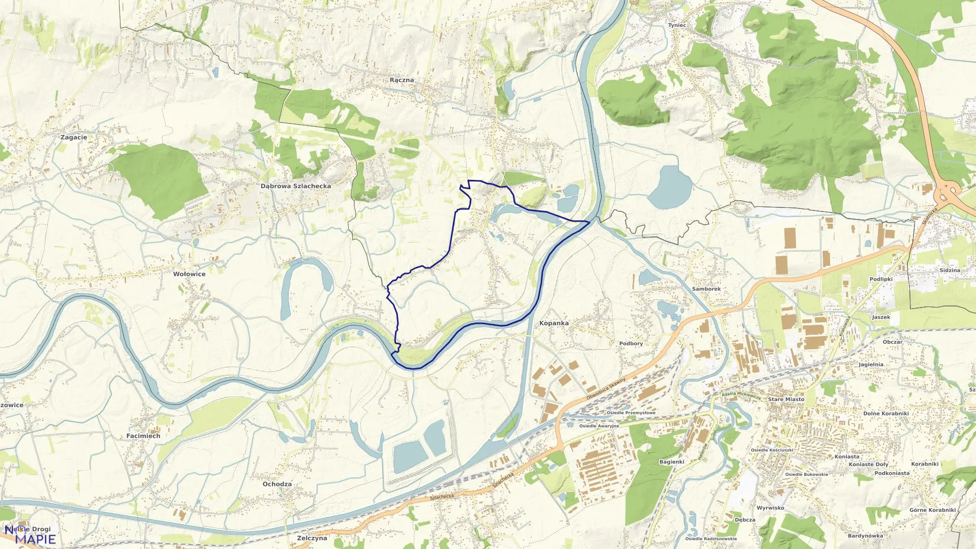 Mapa obrębu Jeziorzany w gminie Liszki