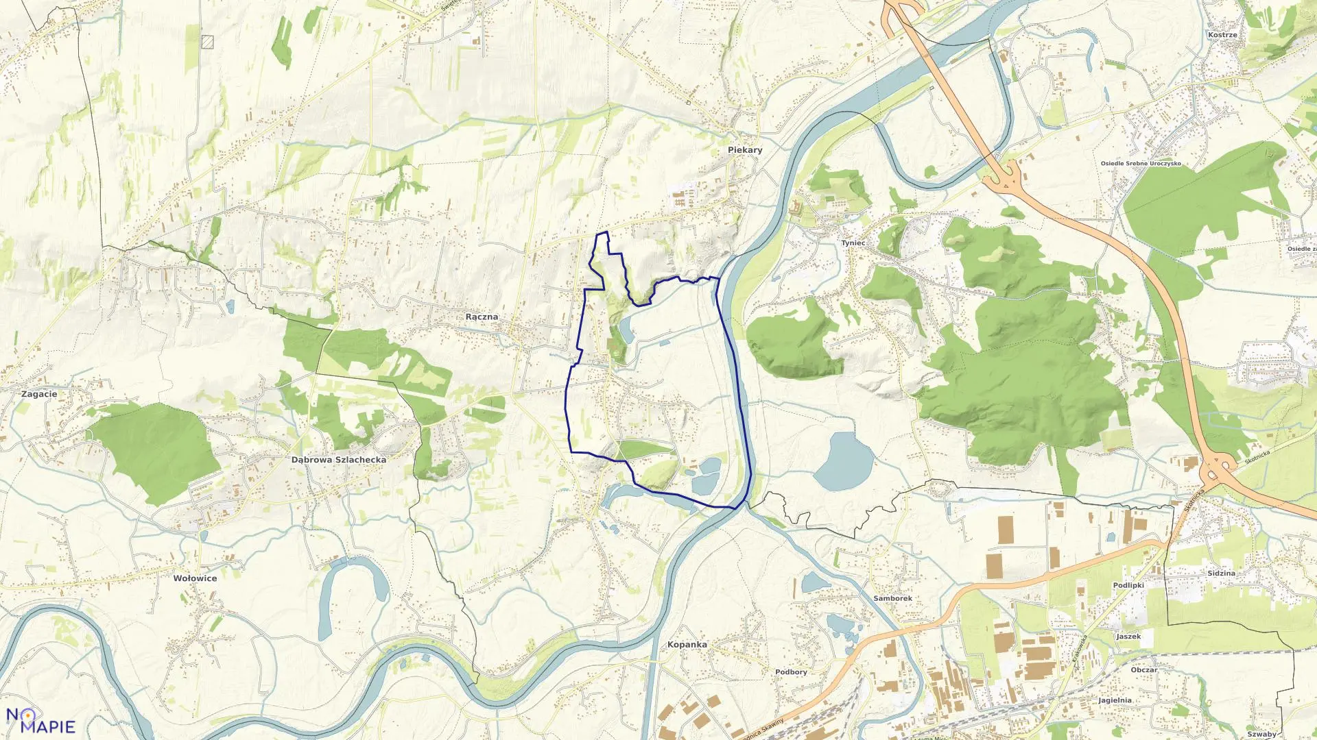 Mapa obrębu Ściejowice w gminie Liszki